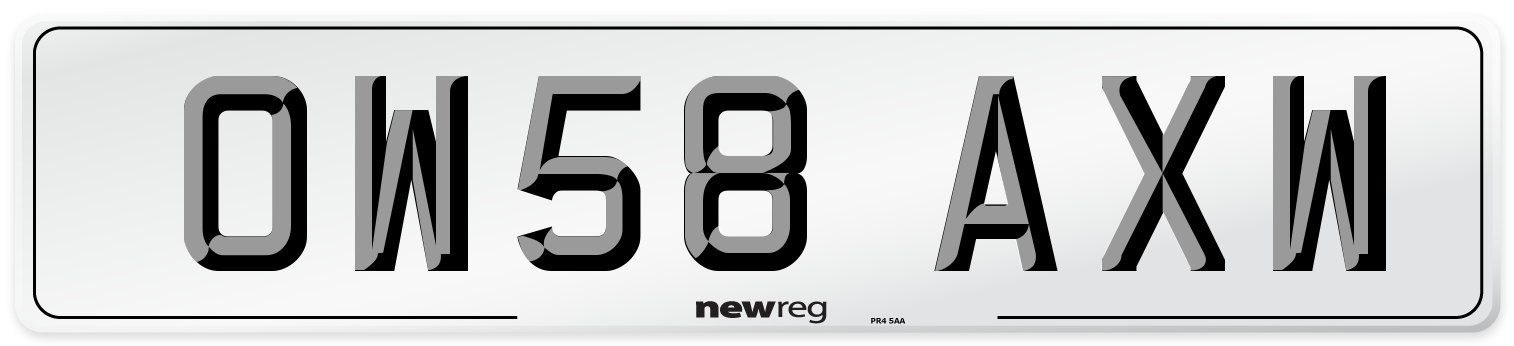 OW58 AXW Number Plate from New Reg